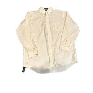 Stafford Men's Button Down Oxford Dress Shirt 17.5 /‎ 34 Ivory Long Sleeve EUC